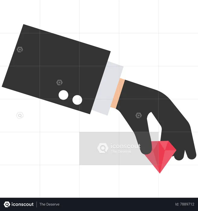 Thief takes a diamond with his hand which wears a black glove  Illustration