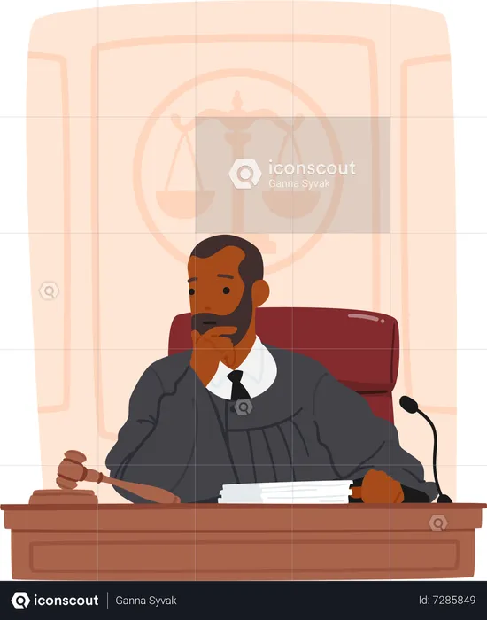 Thinking Judge Male  Illustration