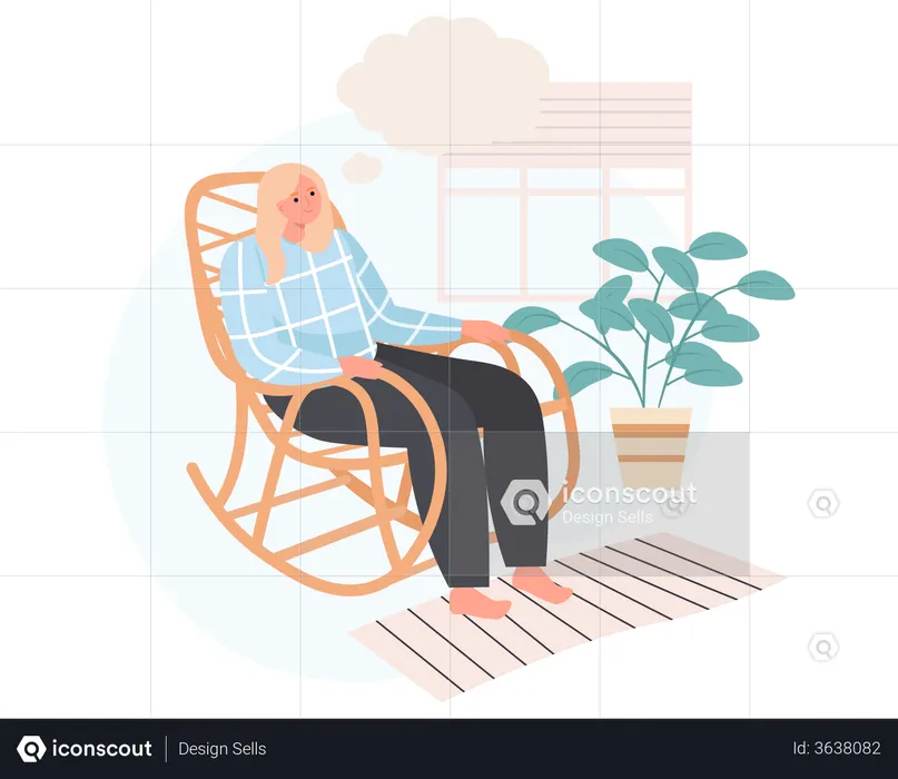 Thoughtful woman sitting on relaxing chair Illustration