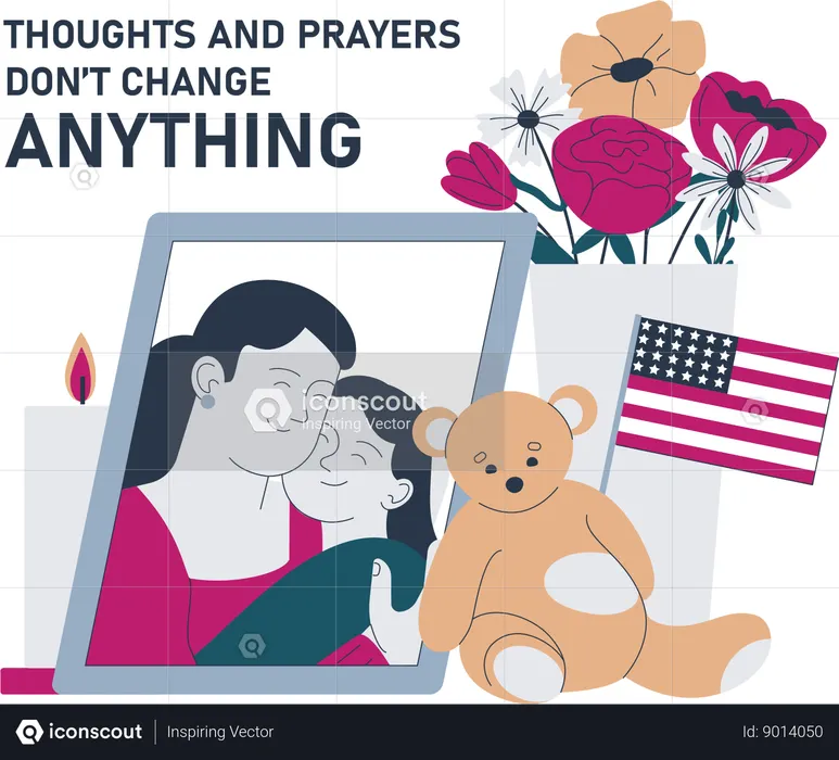 Thoughts and prayers dont change anything  Illustration