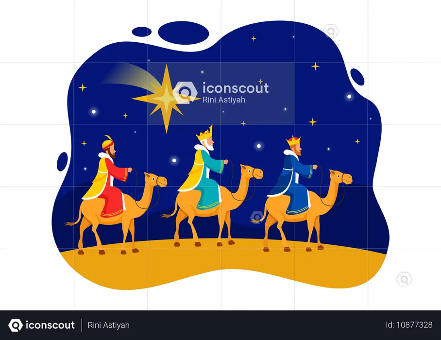 Three kings riding camel  Illustration