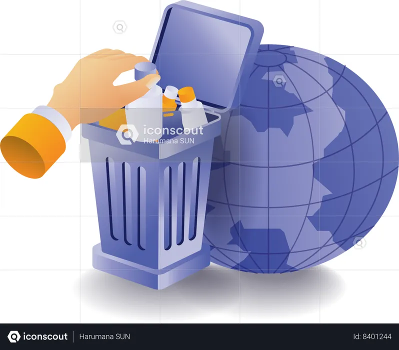 Throw garbage in dustbin  Illustration