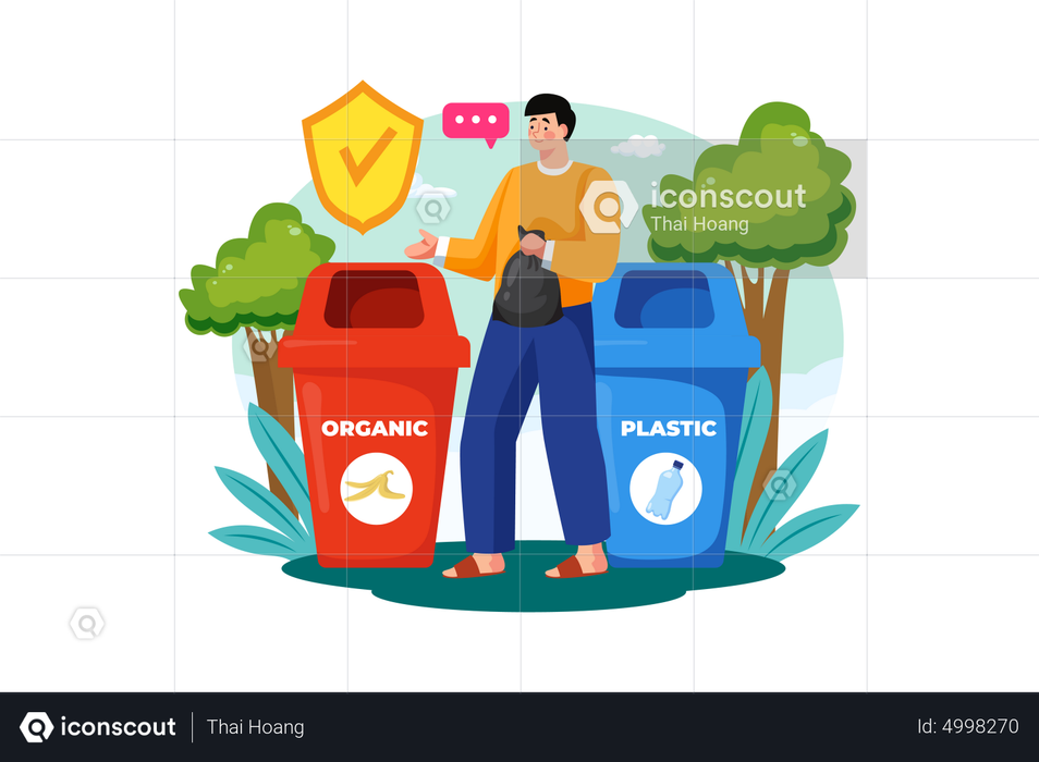 Best Premium Throw Trash Into The Right Bin Illustration download in