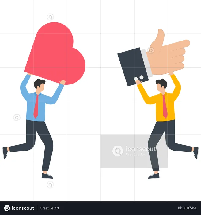 Thumb up and heart feedback  Illustration