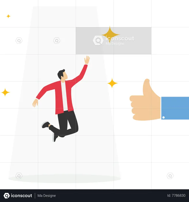 Thumb up gesturing hands approval feedback with businessman  Illustration