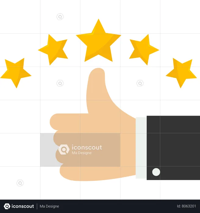 Thumb up with five star rating  Illustration