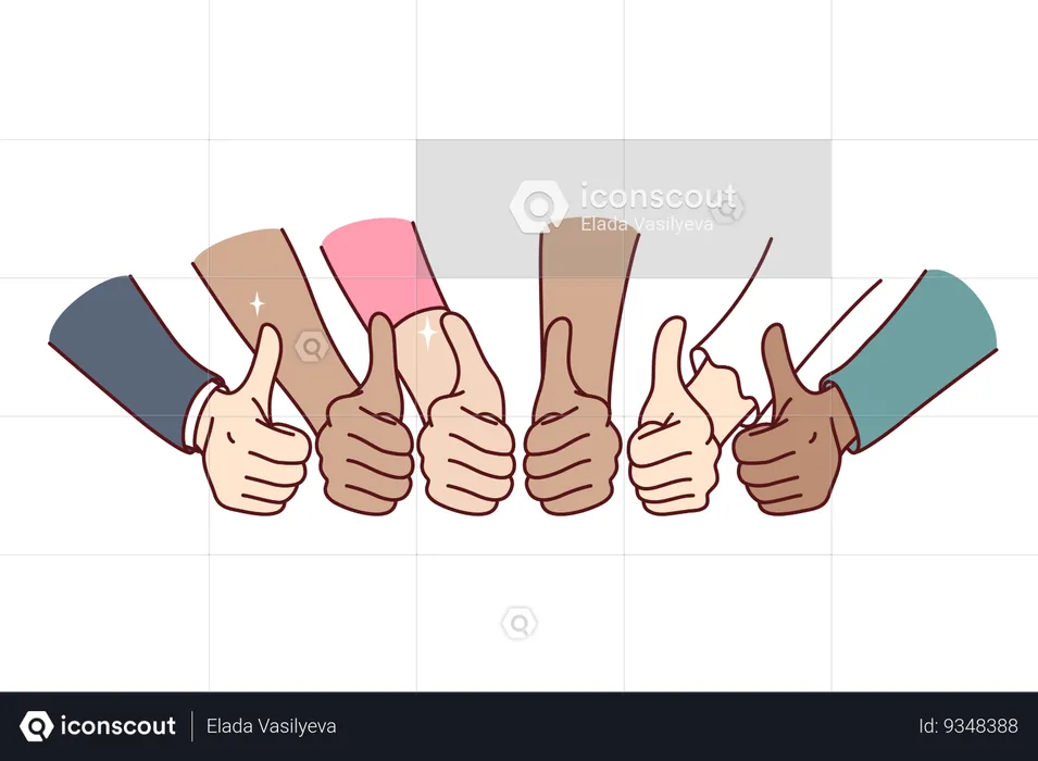 Thumbs Up Gesture Shown By Hands Multinational Business People ...