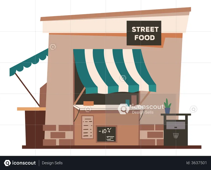 Tienda de comida callejera  Ilustración