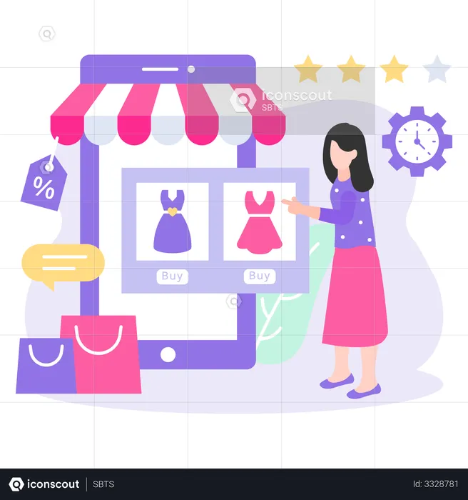 Tienda de compras en línea  Ilustración