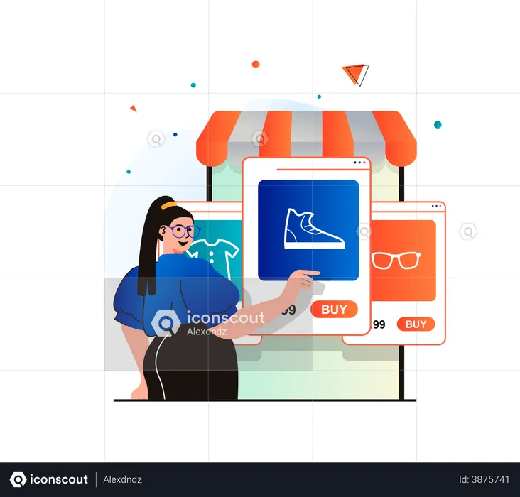 Tienda de compras en línea  Ilustración