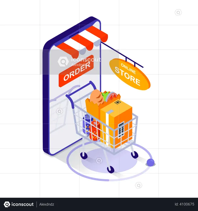 Tienda de compras en línea  Ilustración