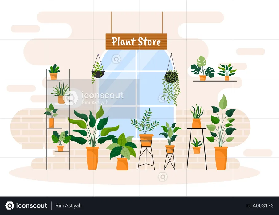 Tienda de plantas  Ilustración