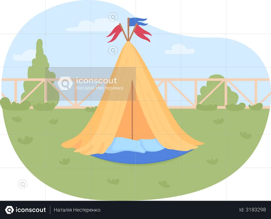 Wigwam para niños en el patio trasero  Ilustración