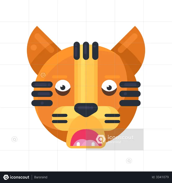 Tiger afraid expression Emoji Illustration