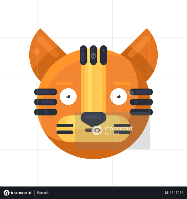 Tiger astonished expression Emoji Illustration