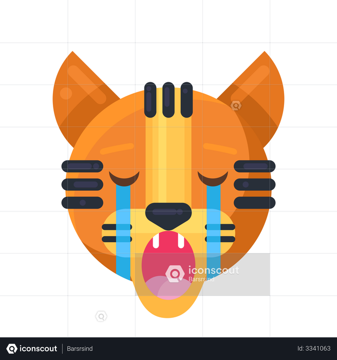 Tiger crying expression Emoji Illustration