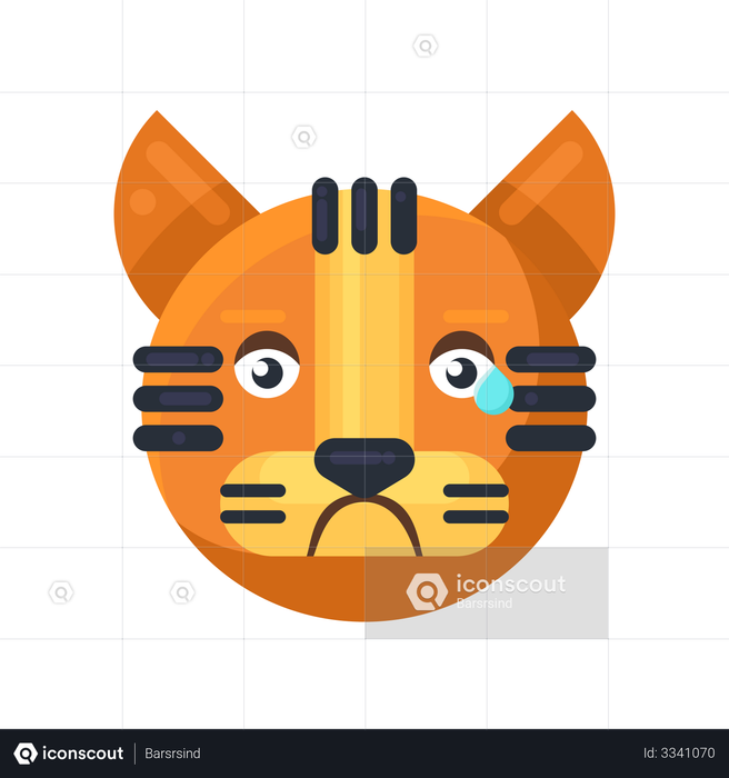 Tiger crying expression Emoji Illustration