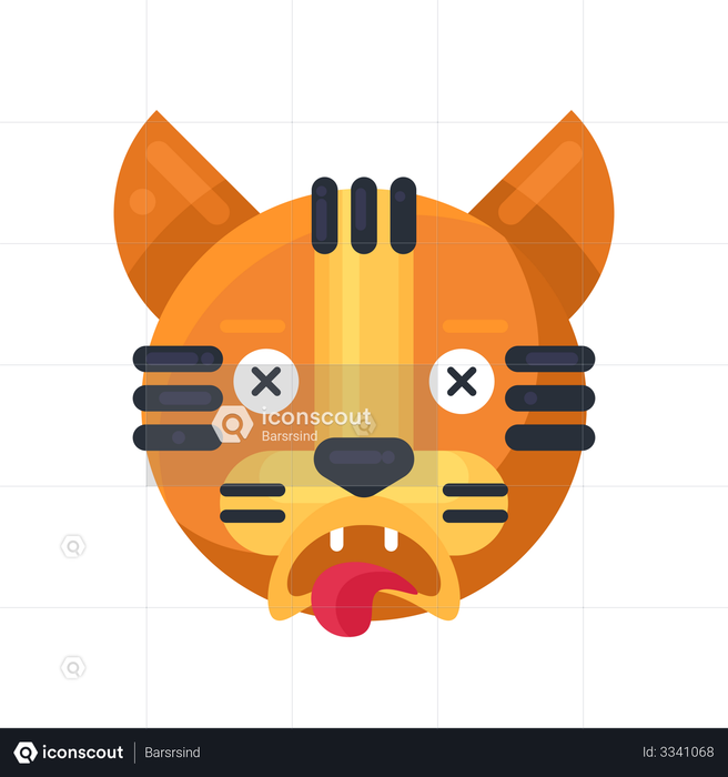 Tiger dead reaction Emoji Illustration