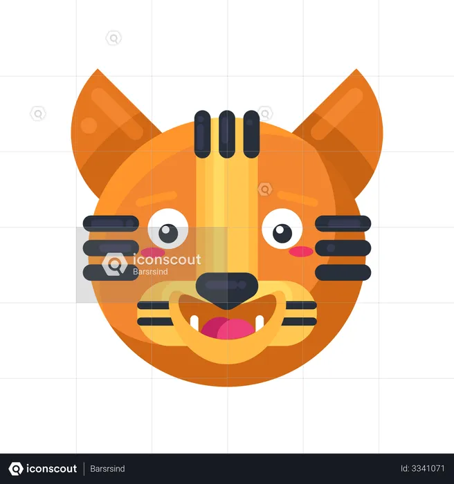 Tiger happy expression Emoji Illustration