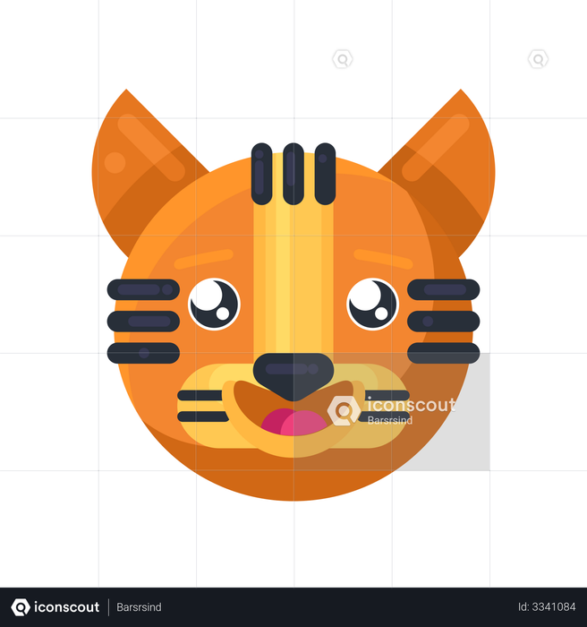 Tiger happy eyes expression Emoji Illustration