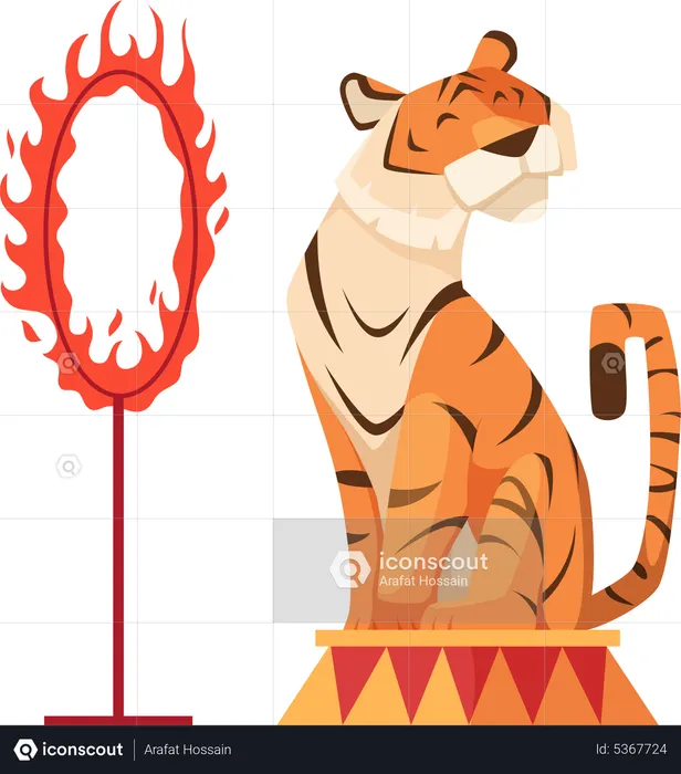 Tiger in circus  Illustration