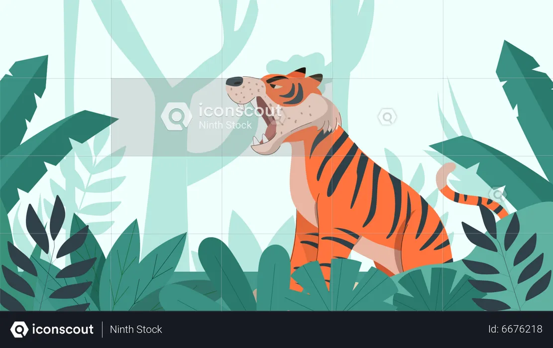 Tiger in jungle  Illustration