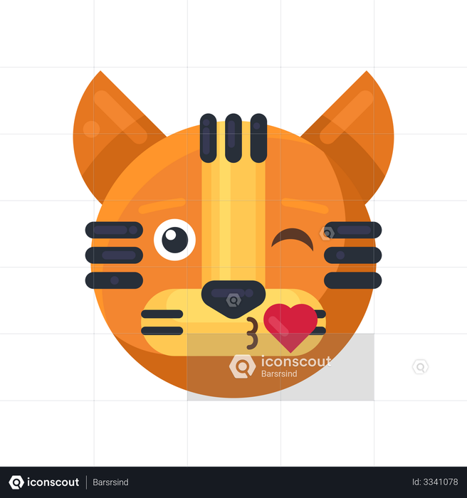 Tiger kiss with heart expression Emoji Illustration