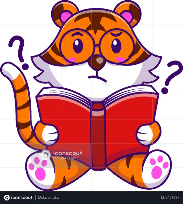 Tiger reading Book  Illustration