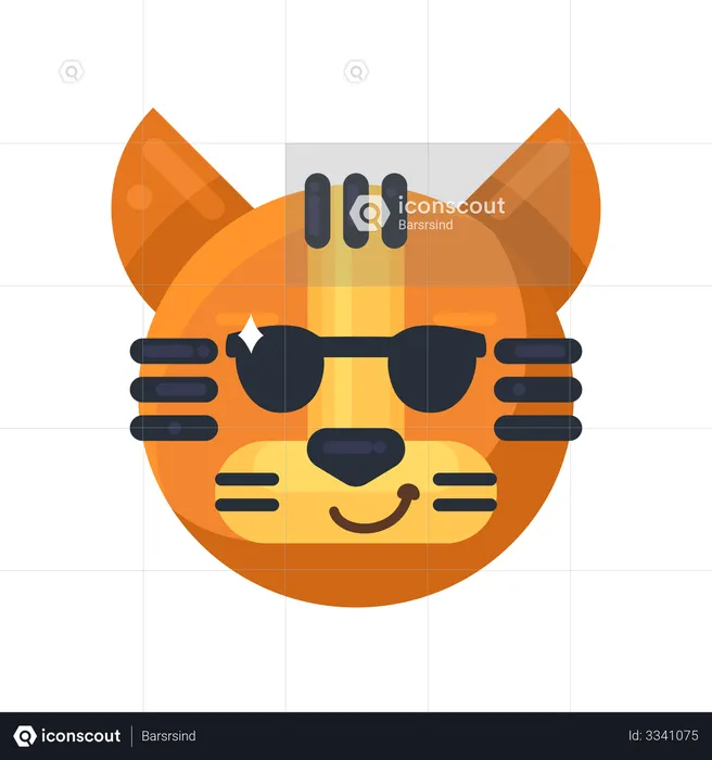 Tiger smiling and wearing sunglasses Emoji Illustration