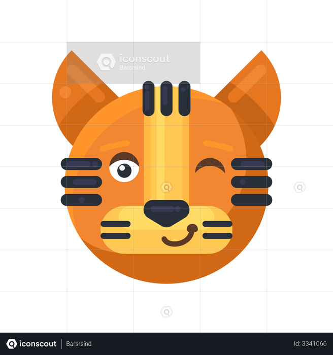 Tiger winking expression Emoji Illustration