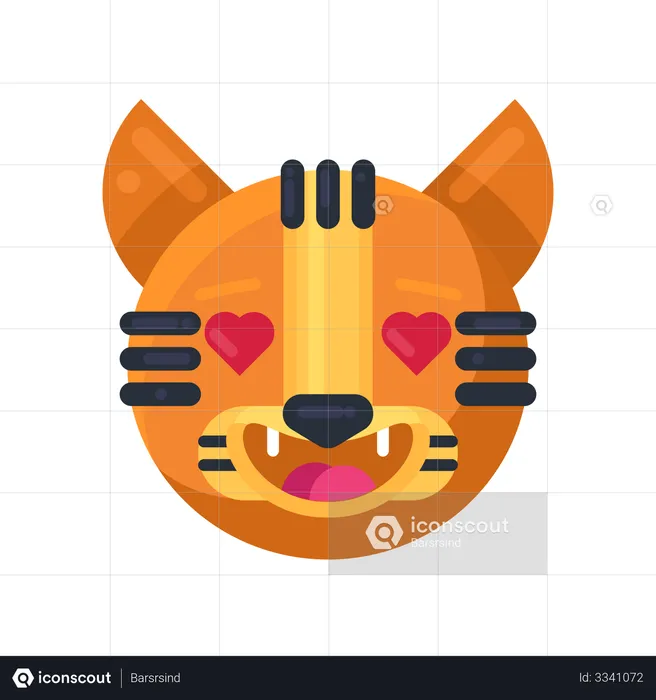 Tiger with hearts in eyes expression Emoji Illustration