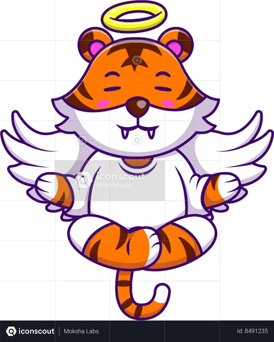 Anjo tigre meditando  Ilustração