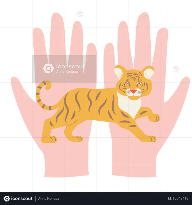 Tigre nas mãos  Ilustração