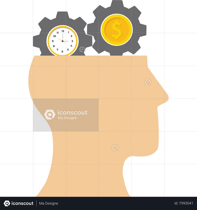 Time and money backlash in a businessman head  Illustration