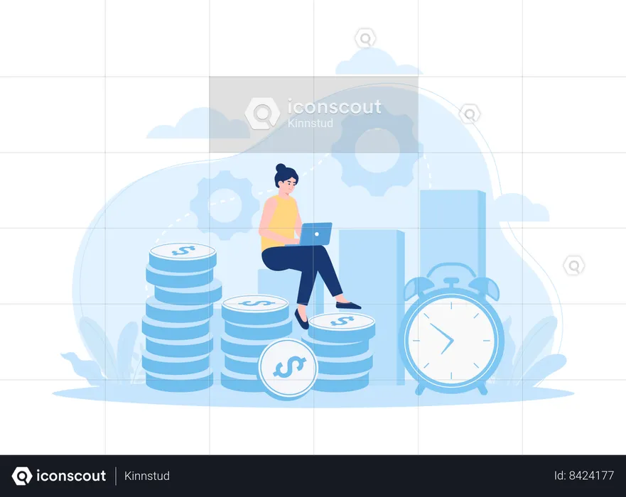 Time is money for business profit  Illustration