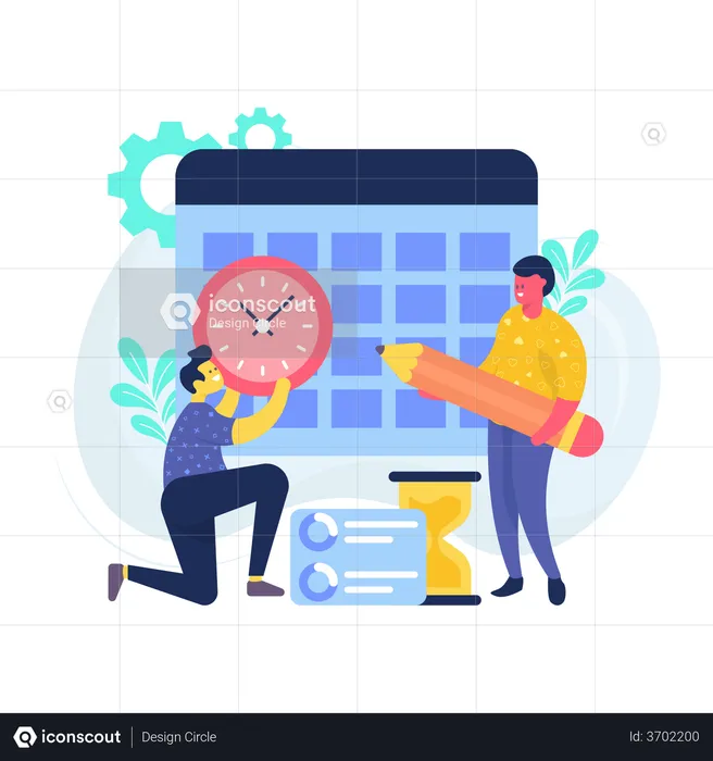 Time Management by business employees  Illustration