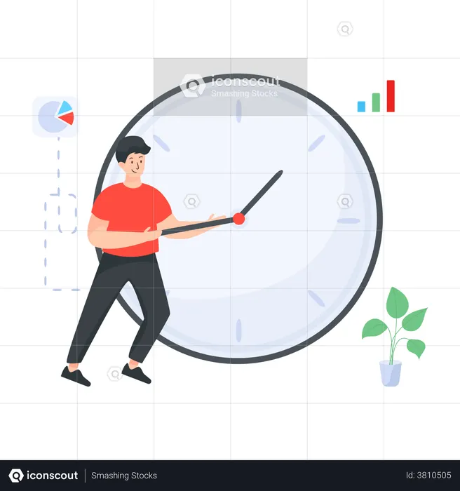 Time management by employee  Illustration