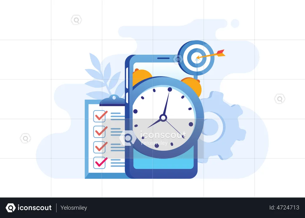 Time management using mobile app  Illustration