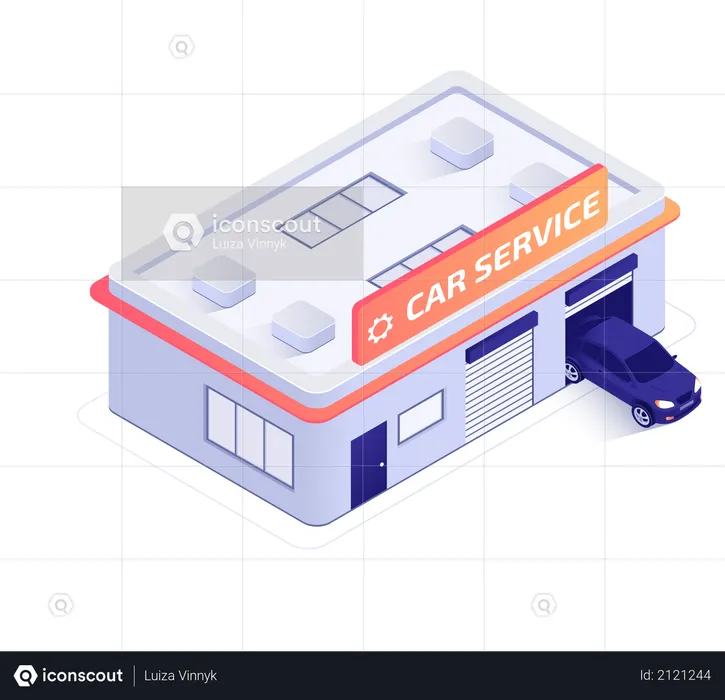 Tire Fitting and Car Service Center  Illustration
