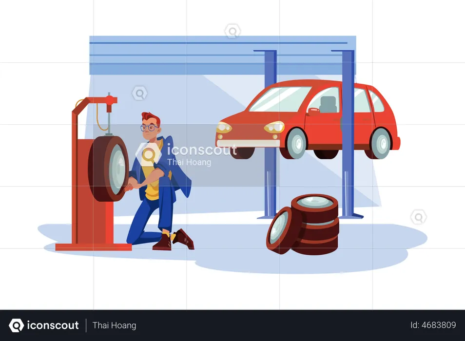 Tire Vulcanizing Repair Service  Illustration