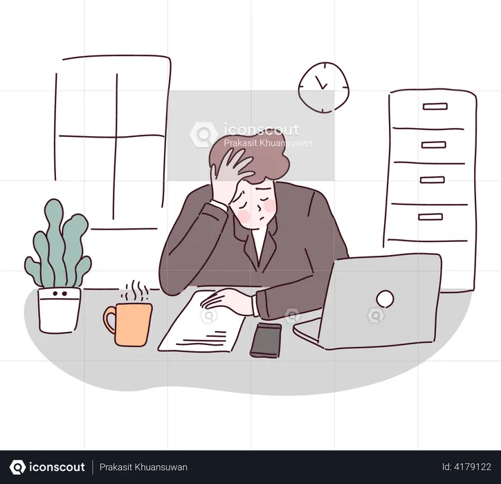 Tired business employee  Illustration