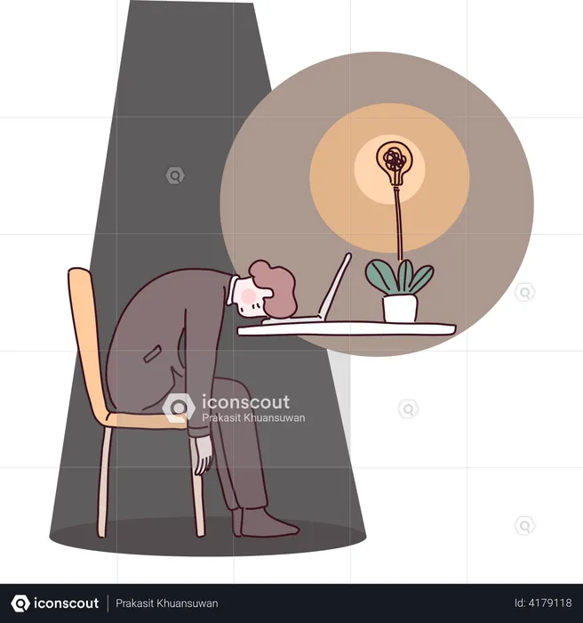 Tired businessman by overtime  Illustration