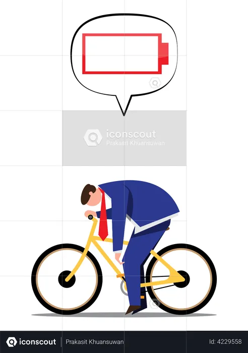 Tired businessman riding bicycle  Illustration