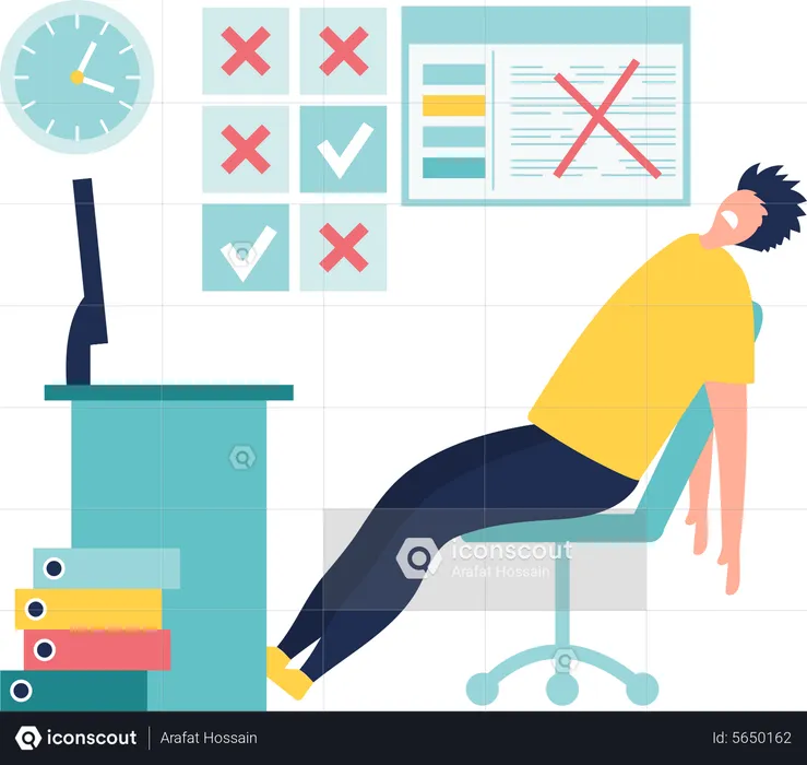Tired businessman sleeping  Illustration