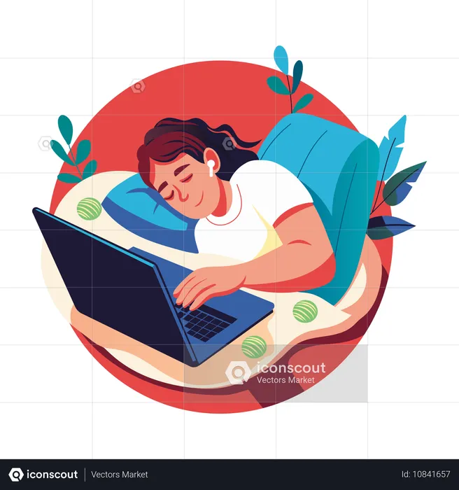 Tired employee sleeping  Illustration