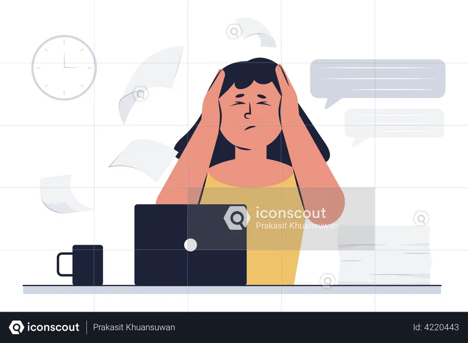 Tired female employee  Illustration