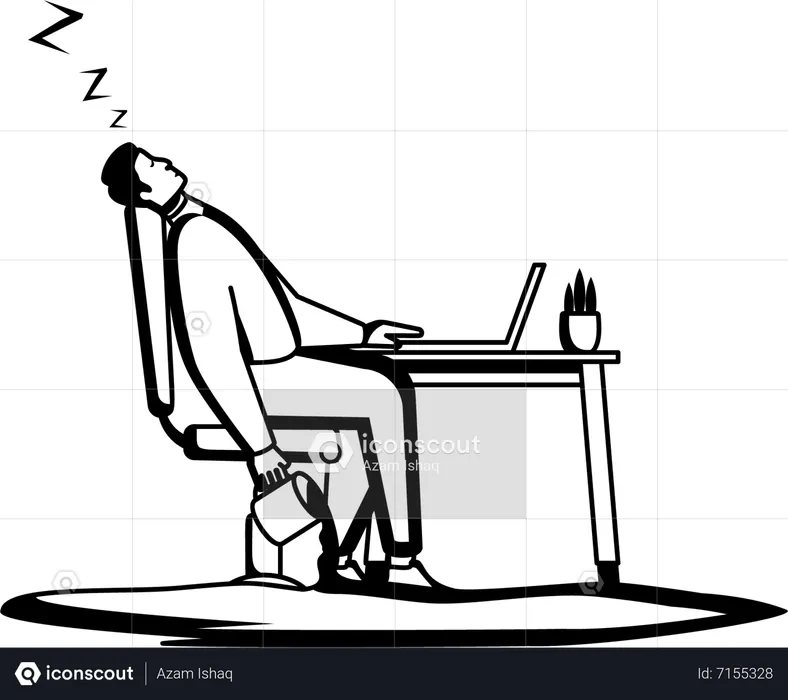 Tired man sleeping at work place  Illustration