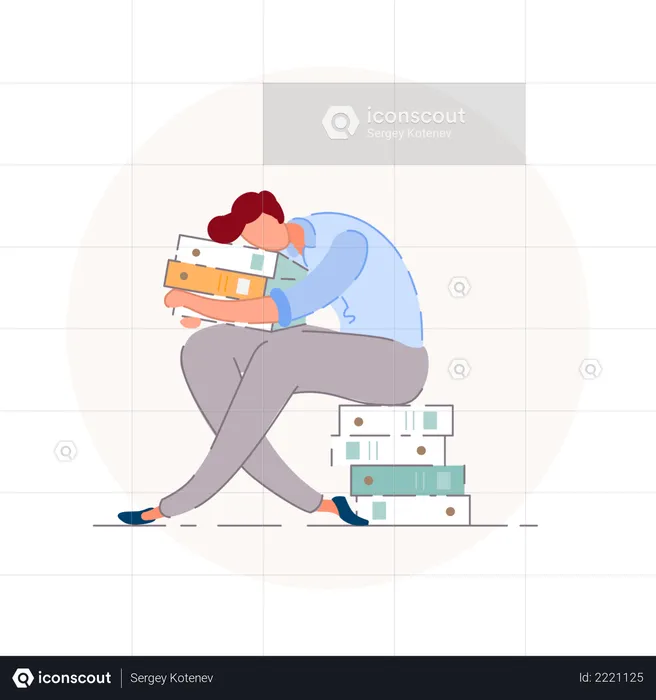 Tired office worker  Illustration