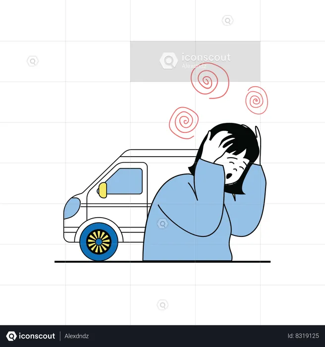 Tired patient with ambulance  Illustration