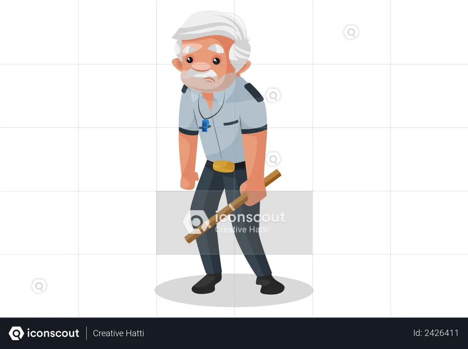 Tired security guard  Illustration